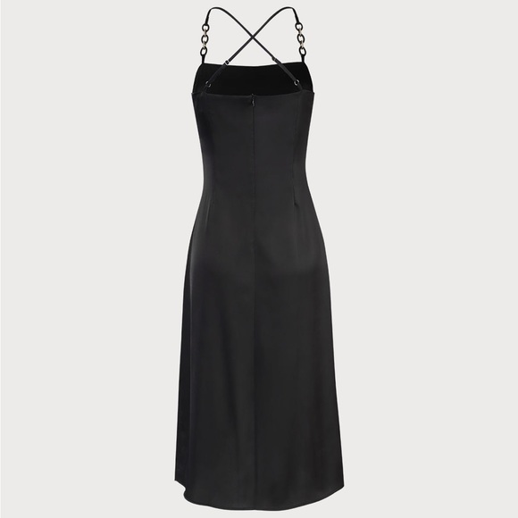 Black Satin Zara Maxi Dress with Slit: size small - Picture 3 of 3
